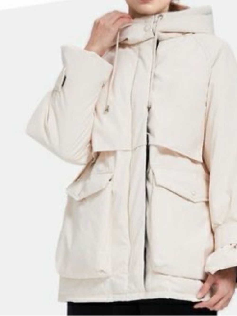 NAP Cream Hooded Puffer Jacket - Quilted Winter Coat